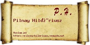Pilnay Hiláriusz névjegykártya